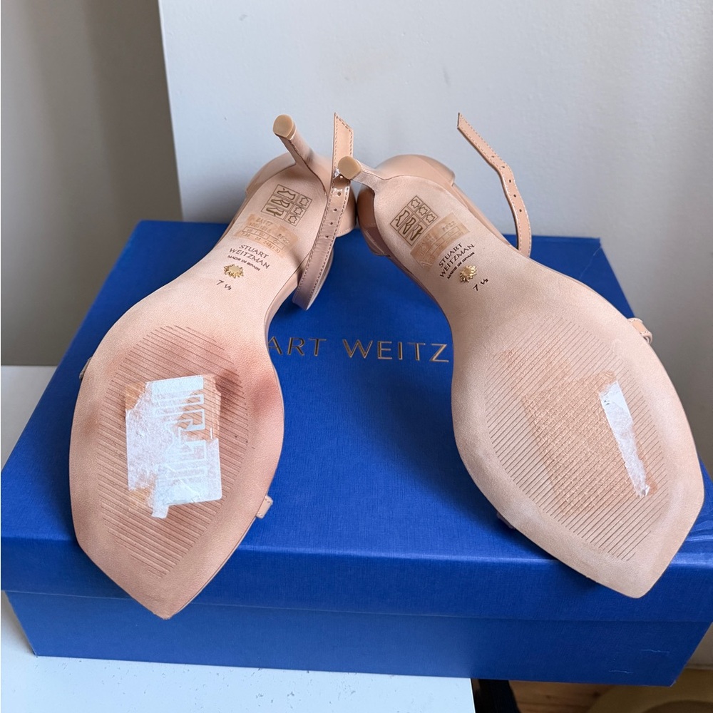 Stuart Weitzman Nudistcurve Ankle Strap Sandal (Women) in 7.5 B in Adobe - Picture 11 of 13